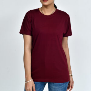 Crew Neck T-shirt in Maroon