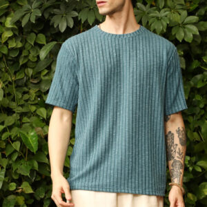 Sugarcane-Ribbed Oversized T-Shirt